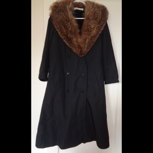 Vintage Trench Coat with Fox Fur Collar